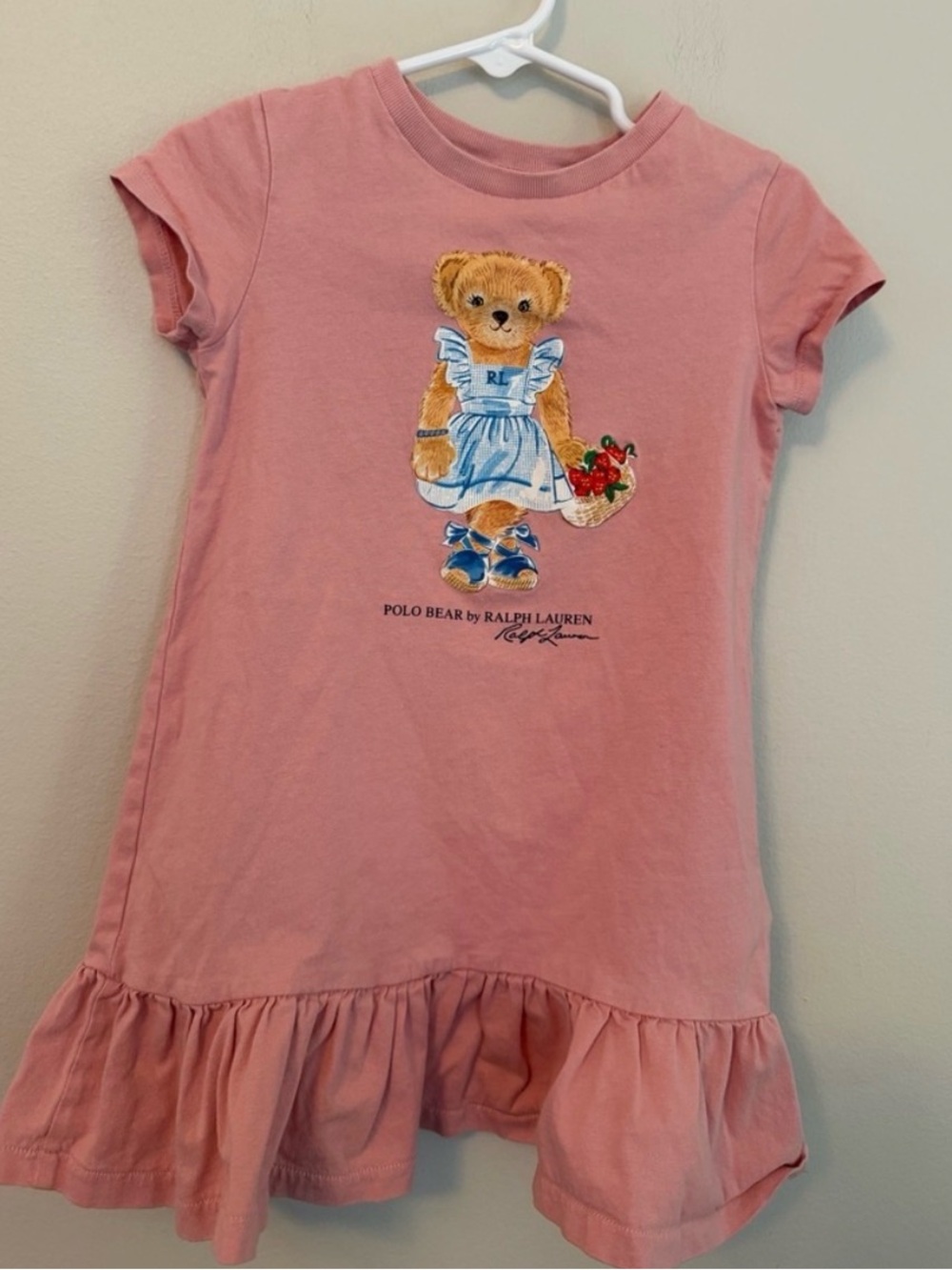 Polo by Ralph Lauren Pink Bear Graphic Ruffle Hem Dress